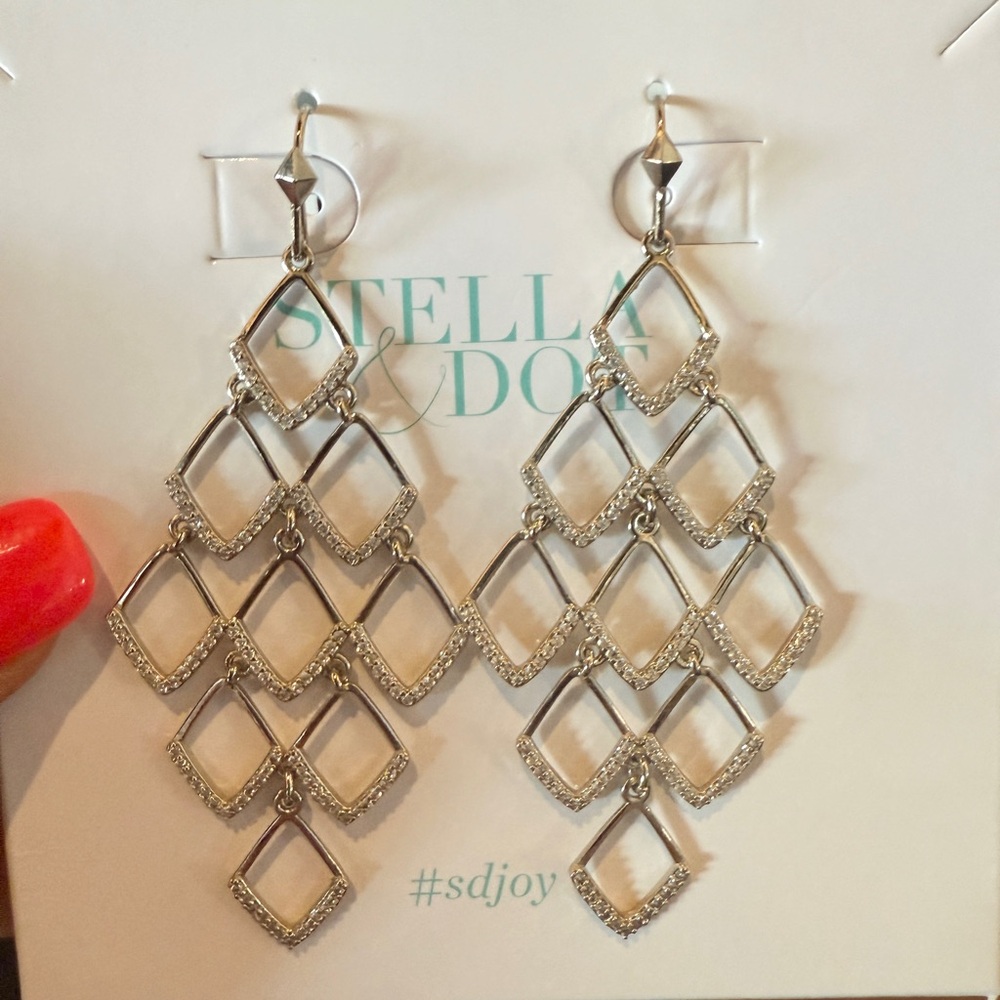 Stella & Dot Silver Chandelier Earrings